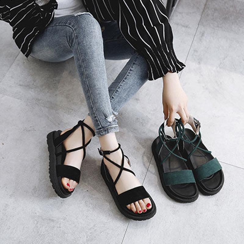 Spring and Summer New Thick-Bottomed Muffin with Fish Mouth Sandals Female Students Cross Straps Open Toe Sandals Spring and Summer New Thick-Bottomed Muffin with Fish Mouth Sandals Female Students Cross Straps Open Toe Sandals