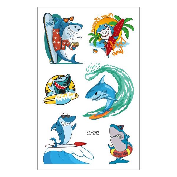 Waterproof Children's Pirate Shark Tattoo Stickers - Birthday Party & Cartoon Design