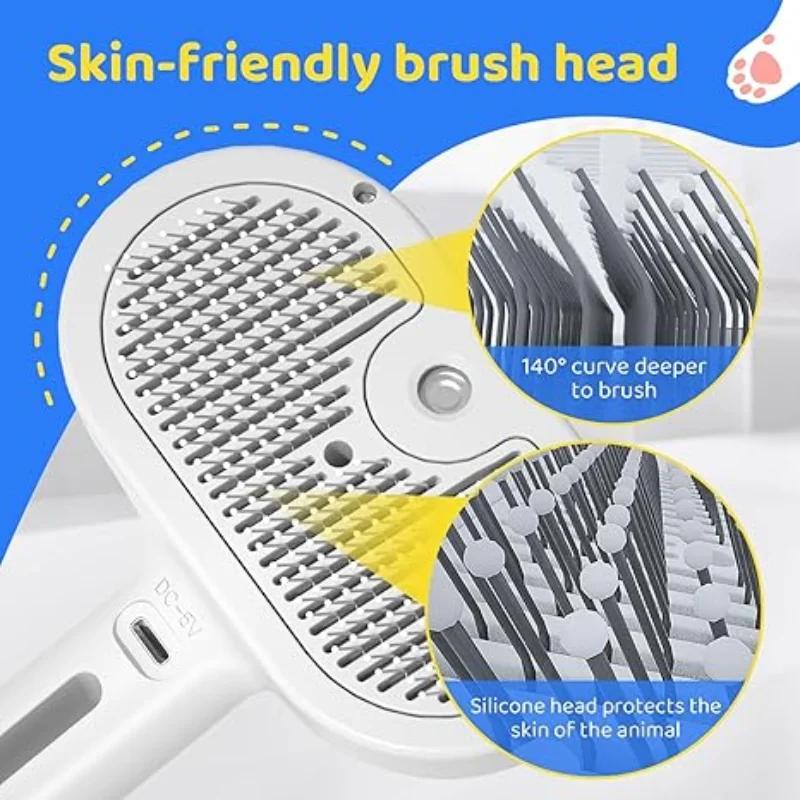 Pet Digital Spray Comb Cat Dog Hair Removal Comb USB Rechargeable De-fluffing Hair Removal Comb Pet Cleaning Tools