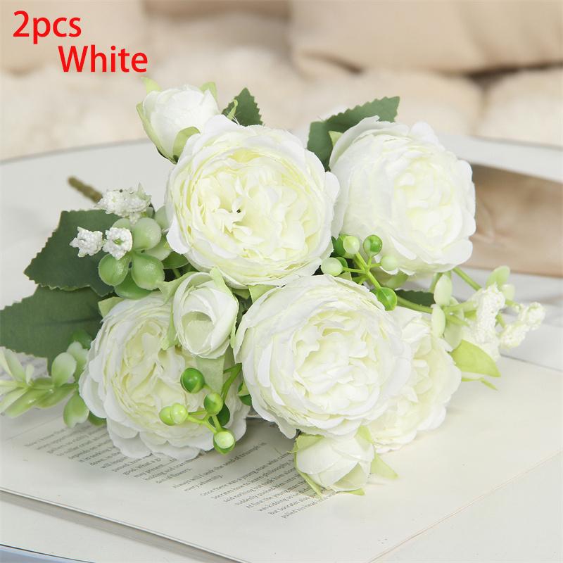 Artificial rose bouquets for home decoration, wedding arrangements, 5-head Persian roses белый