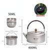 Pure Titanium Tea Kettle Outdoor Boiling Kettle Camping Portable Double Layer Tea Set with Storage Bag