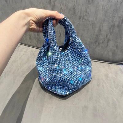 Borsa da sera con strass Manico Portamonete e Borse Borsa a mano Lusso Designer Hobo Borsa a spalla Borsa a tracolla con cristalli lucidi Secchiello KTY