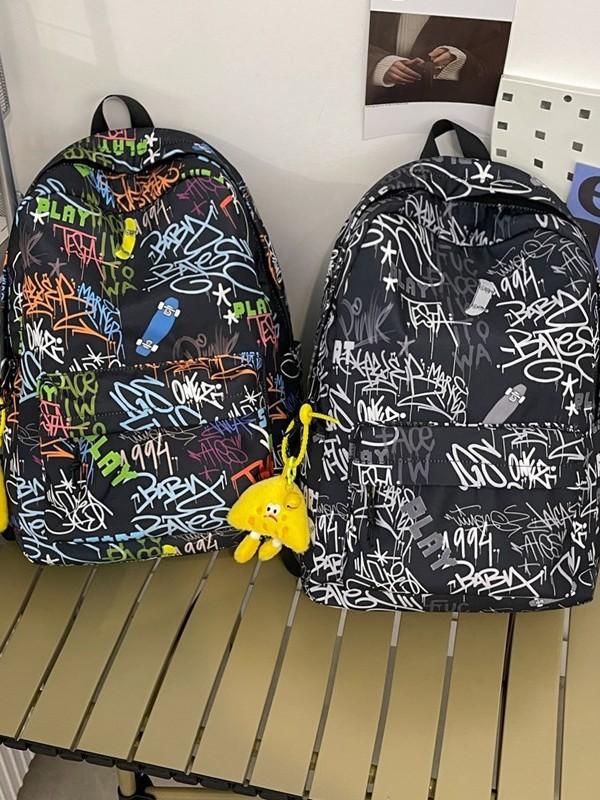 Schultasche große Kapazität ins Schultasche personalisiert Graffiti cool Japanischer Rucksack Mittelschüler Campus Mode Rucksack