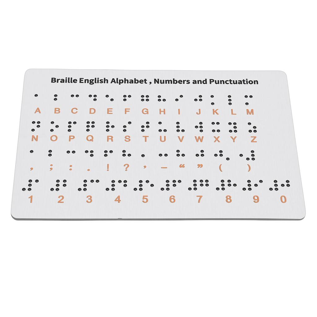 Aluminum Braille Alphabet Board with Raised Dots for Beginners Learning Tool Braille Education Board