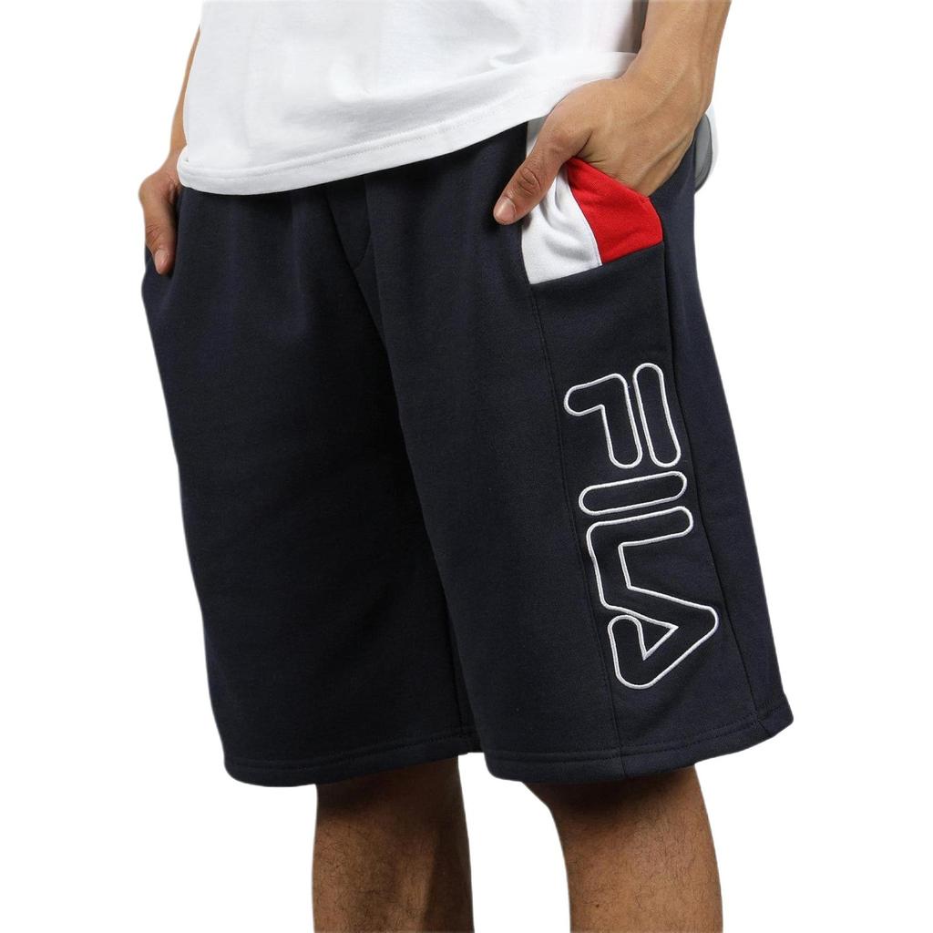 Fila Logo Print Zipper Fly Straight Loose Casual Shorts Men Shorts Navy-Blue LM911377-410