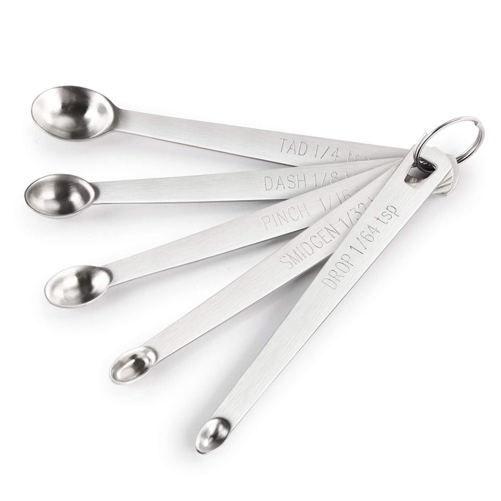 5Pcs Set Stainless Steel Measuring Spoons Set Hangable Rust-Resistant Mini Coffee Spoons Durable Cooking Measure Teaspoons