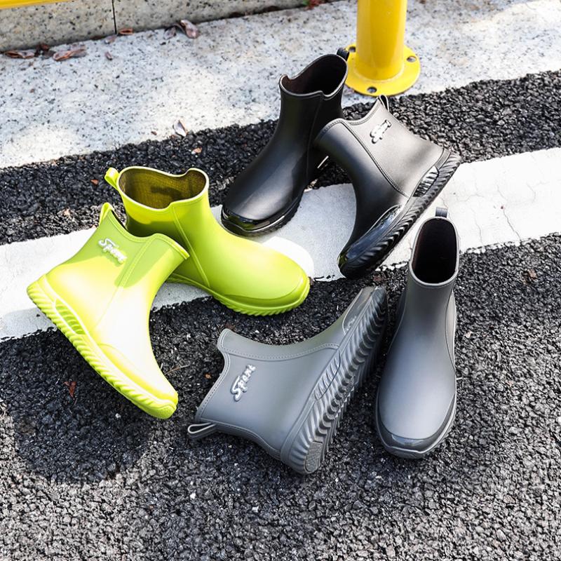Rain Boots Men's Short Rain Boots Outdoor Wear Leisure Kitchen Non-slip Fishing Shoes Rubber Shoes Waterproof Wear-resistant Boots