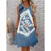 Robe d'été sans manches imprimée 3D pour femme Mode Polyvalente Tendance Respirante Décontractée