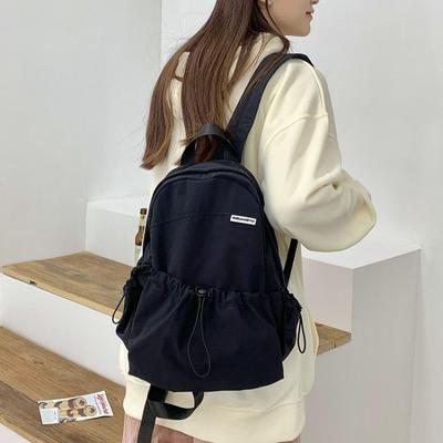 School Bag New Casual Backpack Travel Versatile Solid Color Light Large Capacity Student Bag
