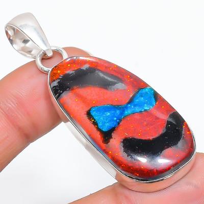 Natural Dicorich Glass Gemstone Handmade 925 Sterling Silver Pendant 2.25" V4y58