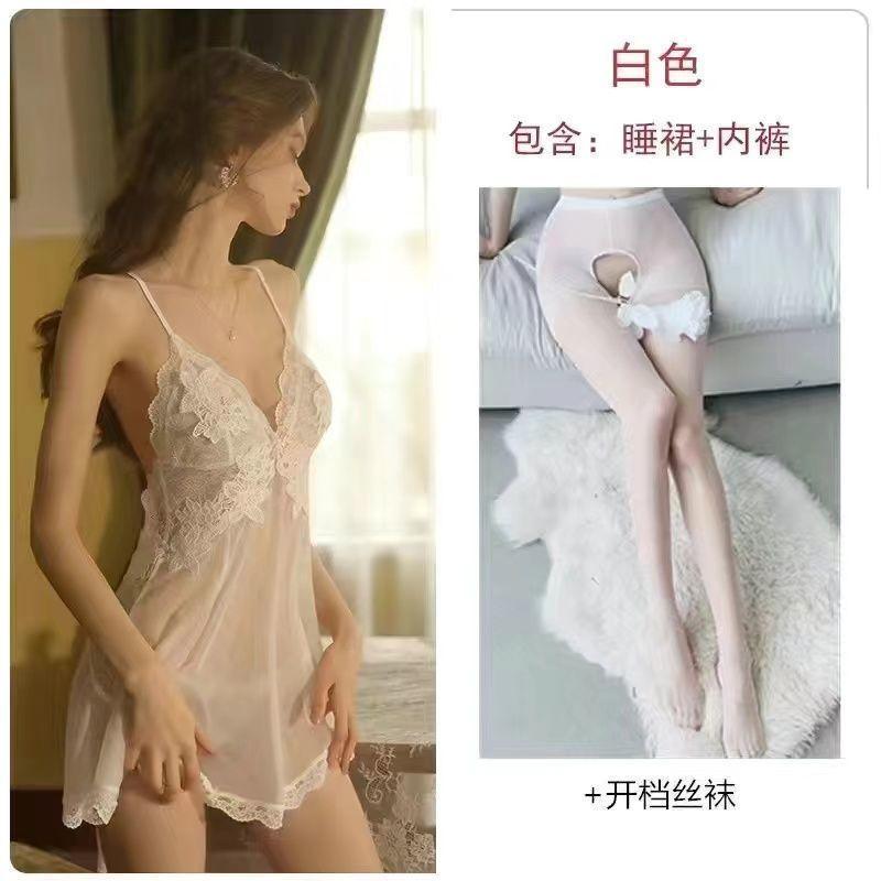New Sexy Underwear High-end Sexy Pure Desire Suspender Nightdress Casual Lace Large Size Couple Perspective Pajamas