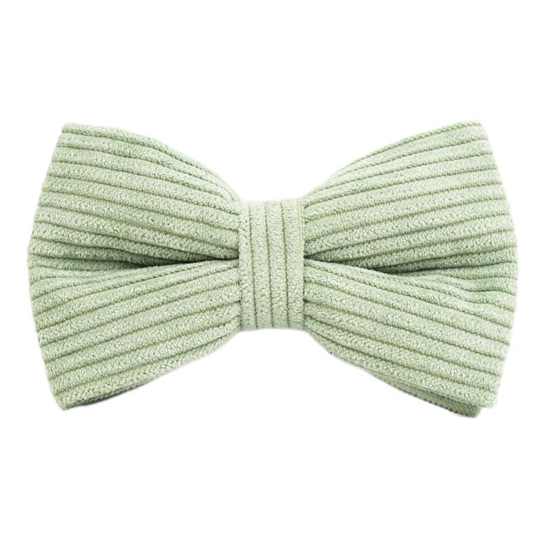 Light Green Corduroy Dog Collar with Gold Buckle and Leash Set XS