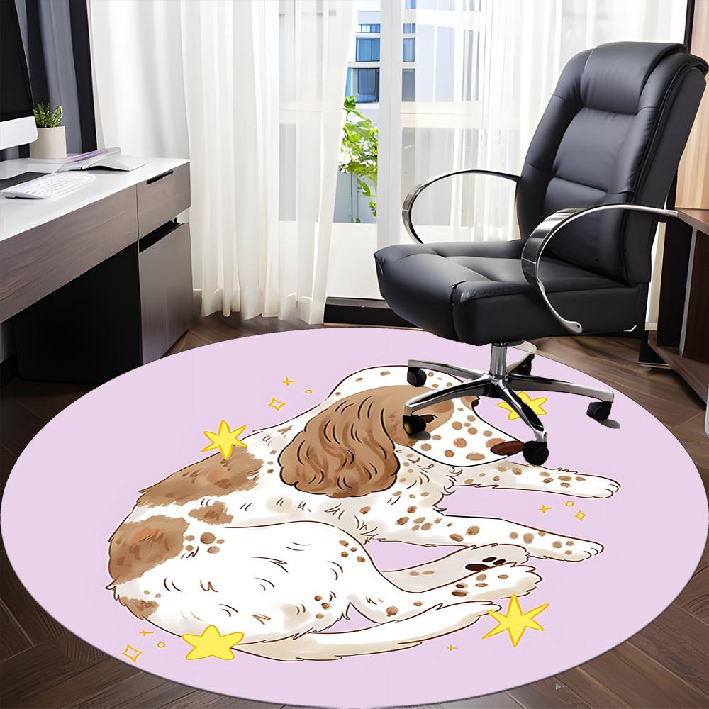 1pc Dog Stars Office Round Rug, Carpet for Office, Gaming, Lightweight Round Floor Mat yy260205071