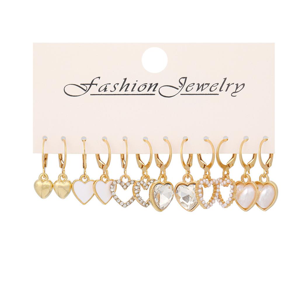 Fashion Acrylic Butterfly Pendant Earring Set Vintage Design Heart-shaped Pendant Hoop Earrings Women's Bohemian Summer Zircon