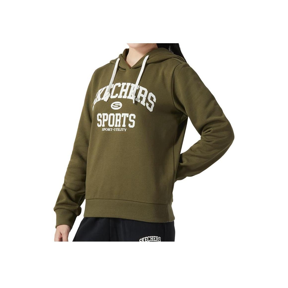 Skechers Colorful Casual Series Letter Hoodie Women hoodies Olive L423W004-0067 S