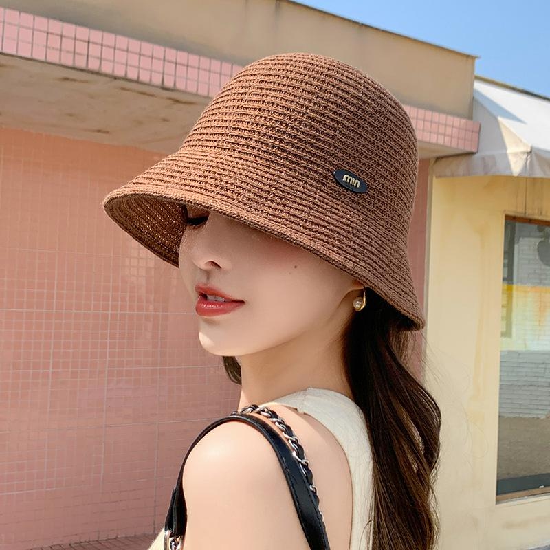 New Breathable Cotton Yarn Knitted Bucket Hat Women's Fashion Versatile Summer Outing Visor Casual and Elegant