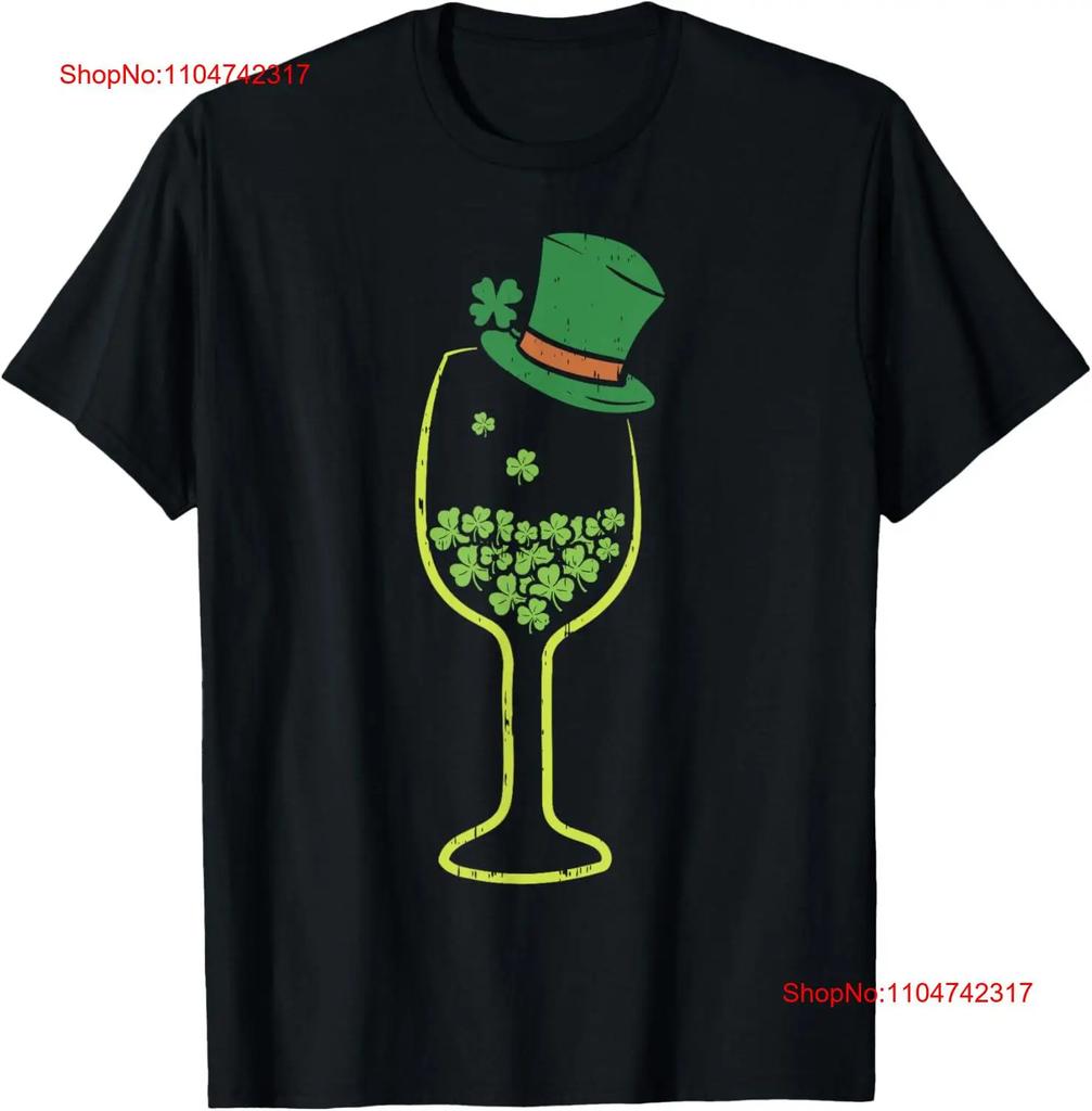 Wine Shamrocks ArT T Shirt St Patricks Day Drinking Women Vintage Washed Casual Graphic Stylish Streetwear