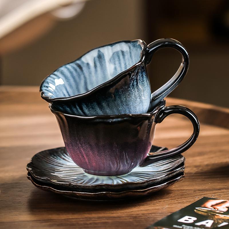 Retro Design Coffee Cup and Saucer Set, Especially Beautiful Coffee Cup, High Value Niche Afternoon Tea Latte Cup