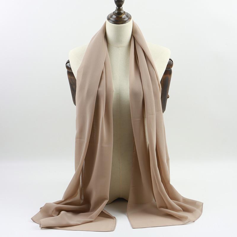 Fashion Pearl Chiffon Hijab Shawls Of Muslim Women Solid Color Head Wraps Scarf For Ladies