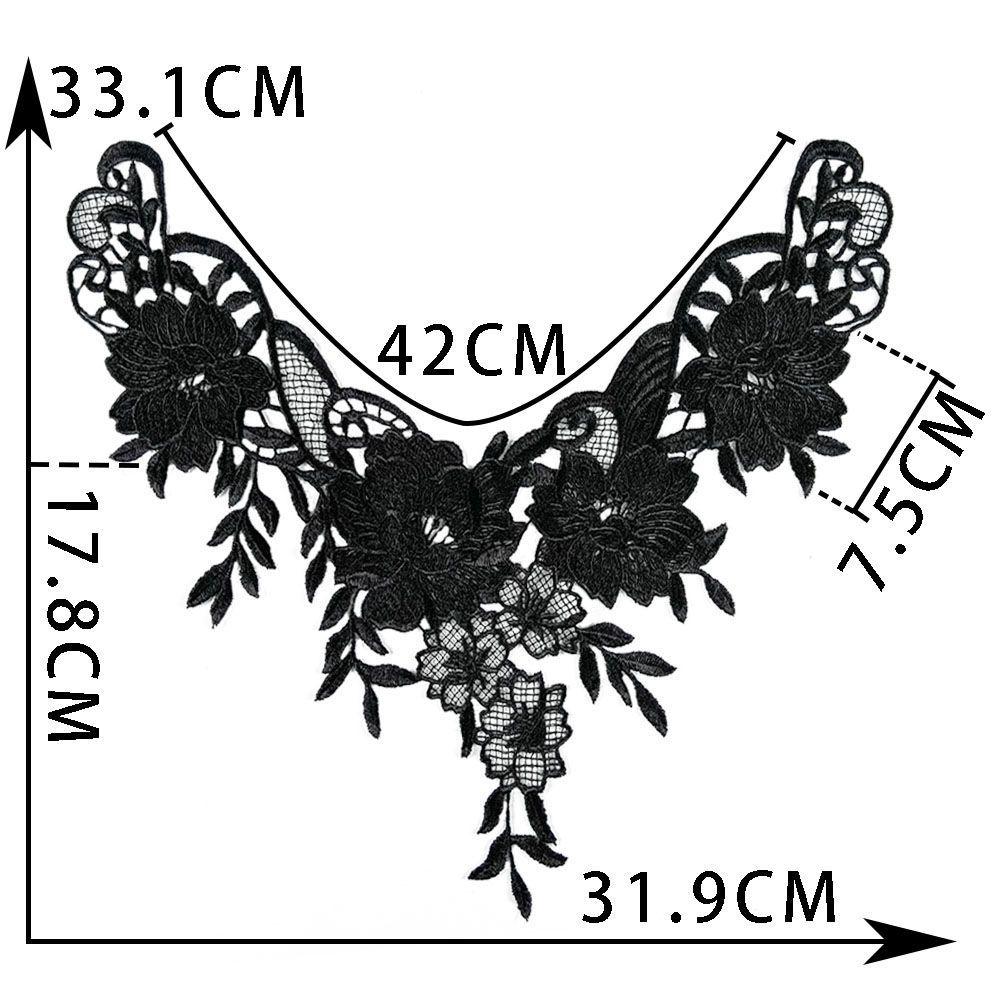 

Черно-белый I Полый воротник DIY Вышивка Кружево Декоративные аксессуары для одежды Швейные аксессуары Style 3152 Black (1 piece)