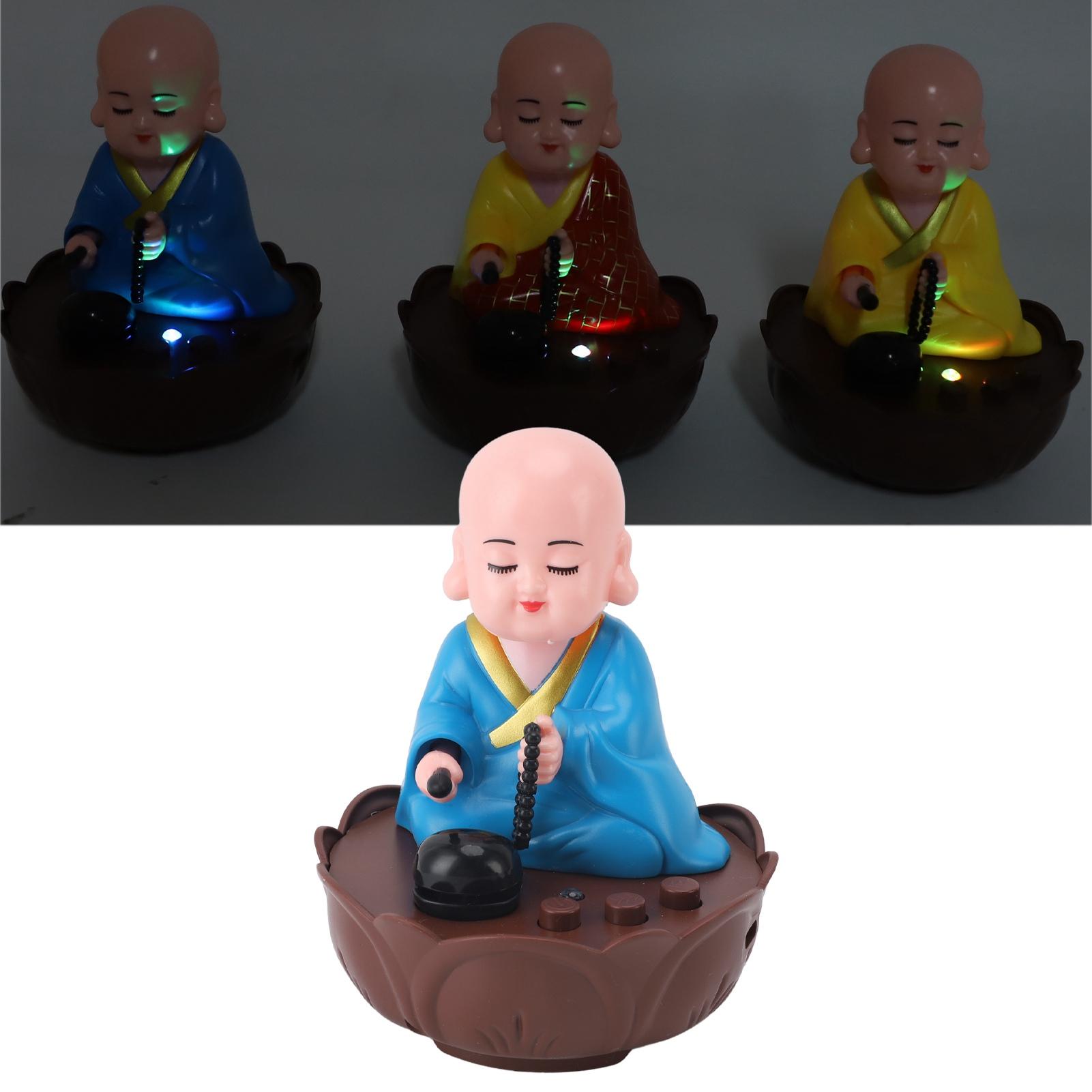 Muzikale Knikkende Monnik Beeldje Decoratie Beweegbare Hoofd Boeddha Beeld met USB Oplaadkabel