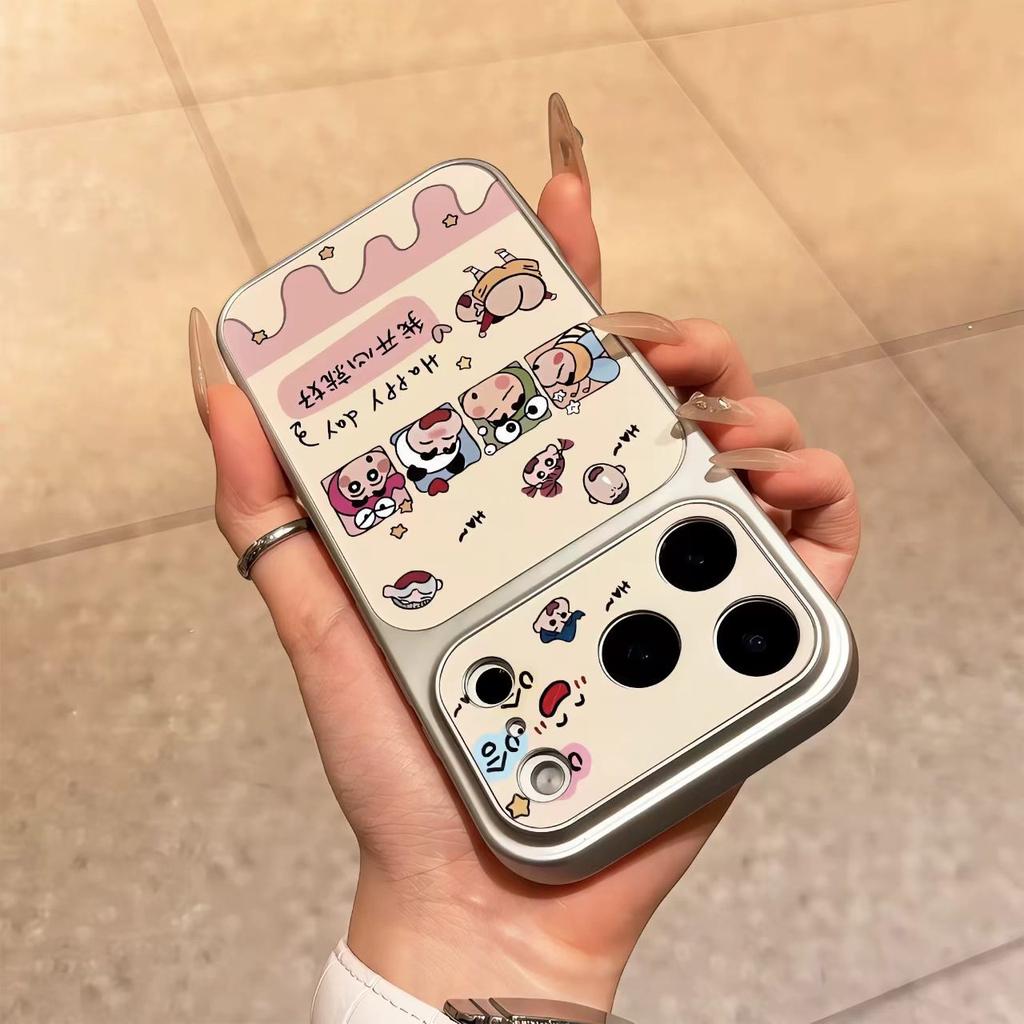 Happy daily cute little new application iphone16promax apple 17 mobile phone case electroplating windows mobile phone case