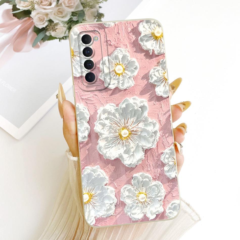 For OPPO Reno4 Pro / Reno4 Cute Cat Flower Cartoon Phone Case For Oppo Reno 4 4Pro 4G Shockproof Soft Silicone Bumpers