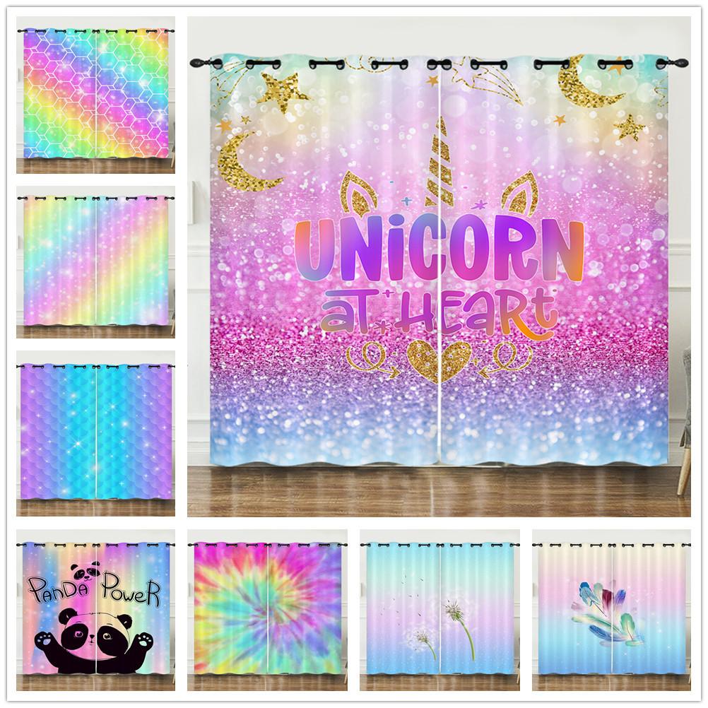 Curtains Color Gradual Change Butterfly Sunshade Child Blackout Curtain Bedroom Without Punching European and American