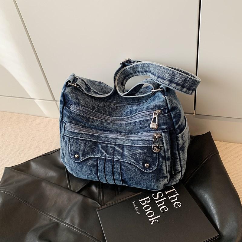 Casual Denim Crossbody Bag Women's Lightweight Commuter Shoulder Bag Fashionable New Style Versatile Korean Design