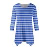 Women's Fashion Casual V-neck Striped Printed Seven-point Sleeve Shirt Belted Loose Comfortable Top