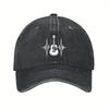 Guitar Heartbeat Print Cotton Baseball Cap Music Lover Dad Hat Casual Adjustable Sun Protection Unisex