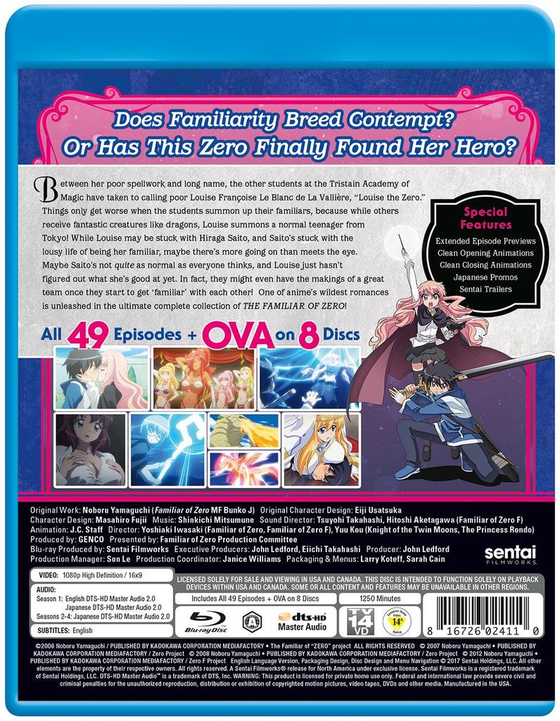 The Familiar of Zero Kompletní kolekce [Blu-ray] (Importní edice / Všech 49 epizod + OVA / 8 disků)