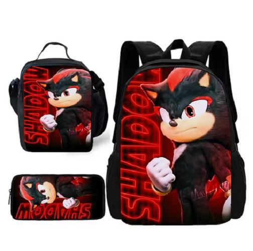 Sonic Backpack, Primary And Secondary School Students Schoolbag, Messenger Bag, Pencil Bag Three-Piece Set