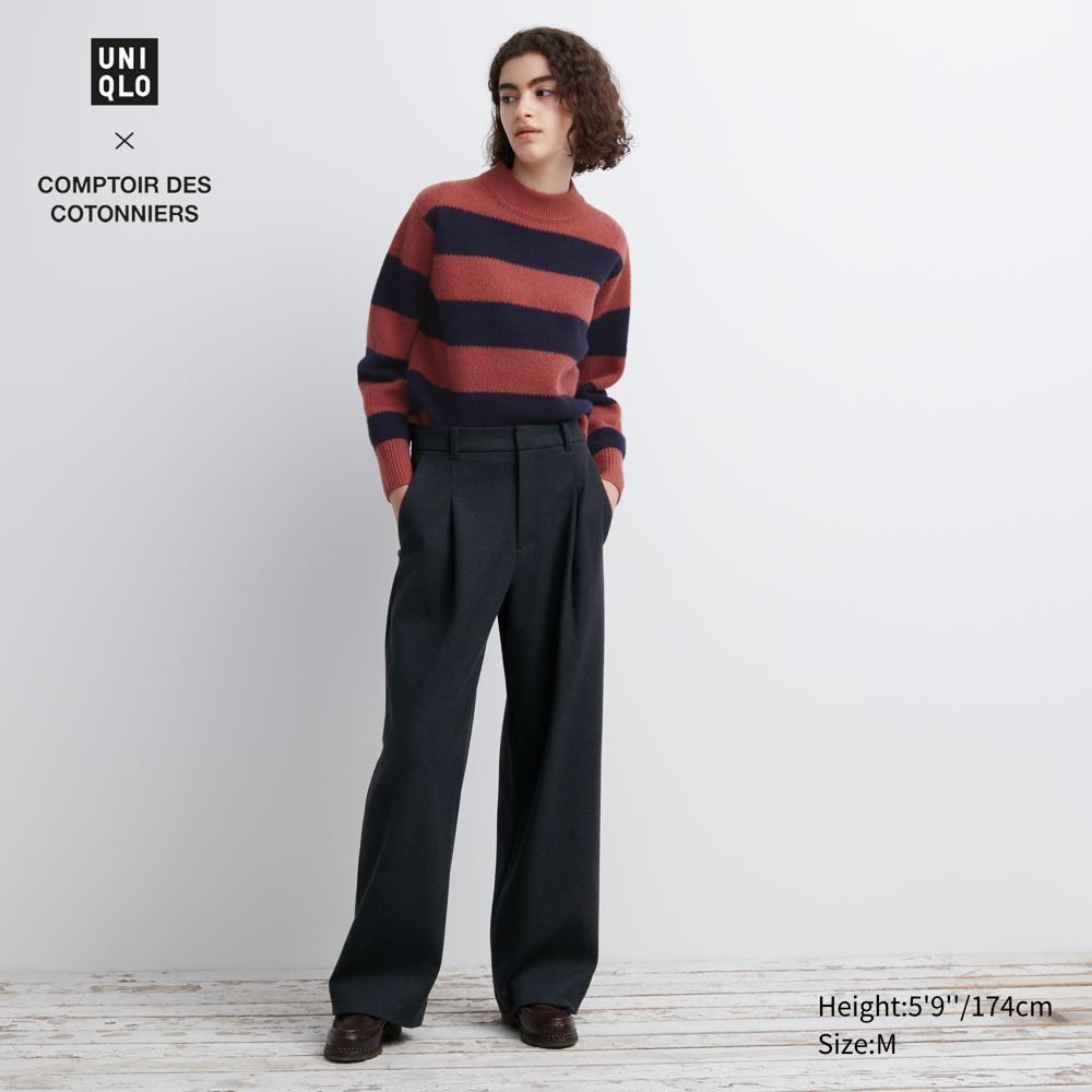 

Широкие брюки из фактурного джерси UNIQLO с подвернутыми краями