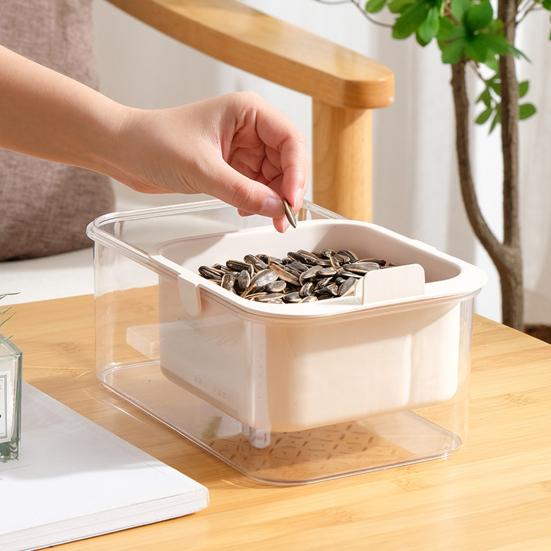 2-Layer Snack Box Fruit Bowl with Drain Basket Desktop Snack Bowl with Phone Holder Slot for Enjoying Nuts Candies Desserts Fruits