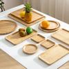 Bamboo Wooden Storage Tray Square Tea Coffee Cup Tray Breakfast Dinner Plate Bread Fruit Cake Food Serving Tray On Sale