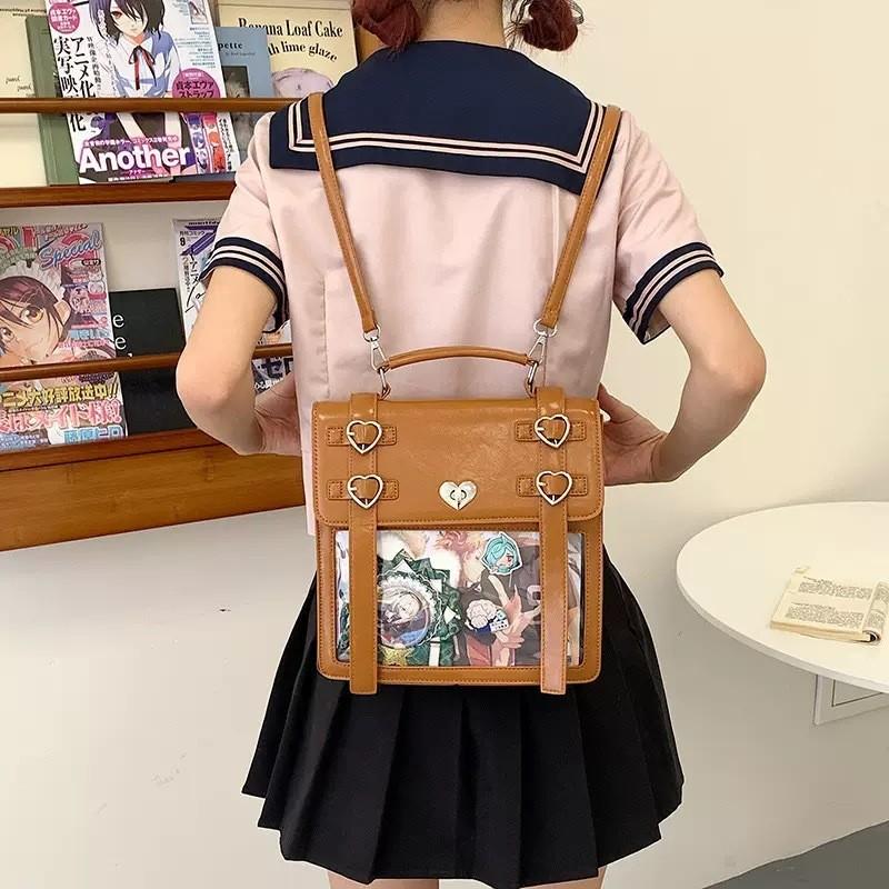 Style Japanese Solid Color Backpack Outdoor Large Capacity Transparent Itabag