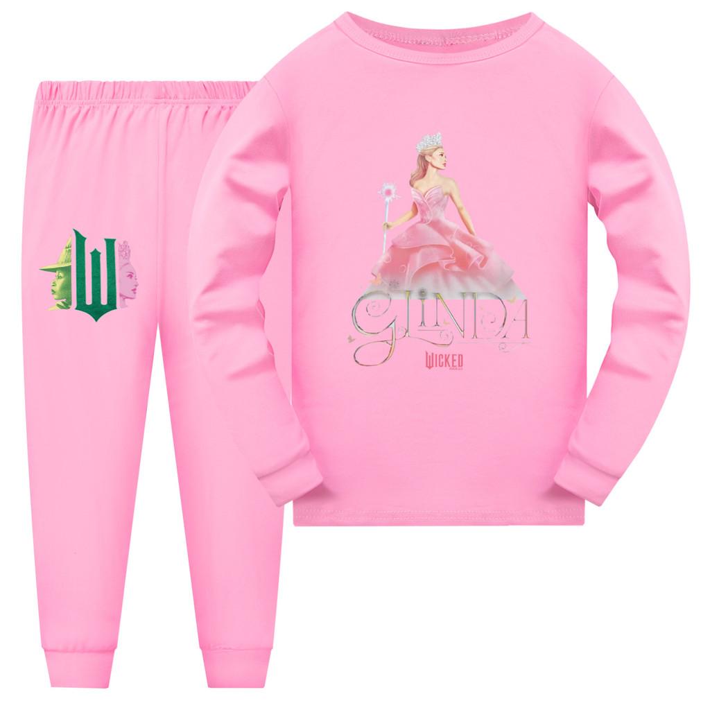 

Kids Girls Witch Print Long Sleeves T-shirt Pants Pajamas Sleepwear Sleeping Sets 110cm