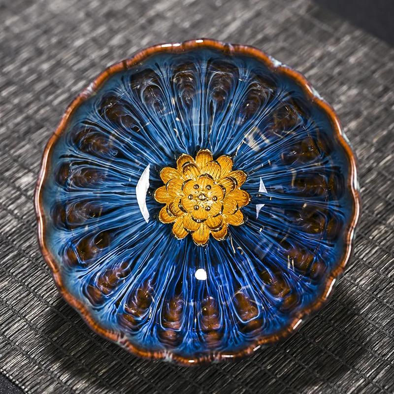 Tradition Kiln Transformation Ceramic Teacup Home Master Cup Chinese Tea Set Accessories Handmade Silver Inlay Tea Cup