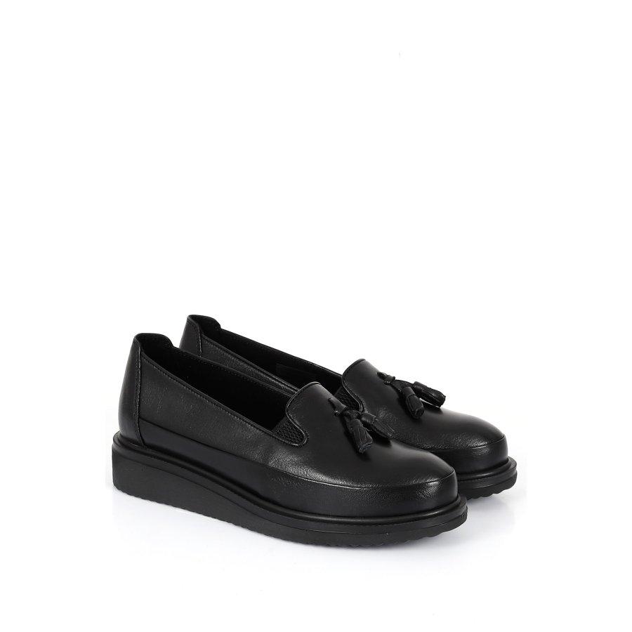 Damen-Freizeitschuhe aus echtem Leder mit Keilabsatz und Mokassins