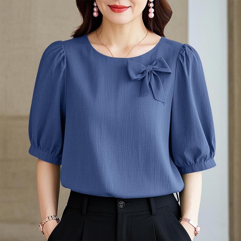 ZANZEA Women Casual Round Neck Summer Short Sleeve Blouse