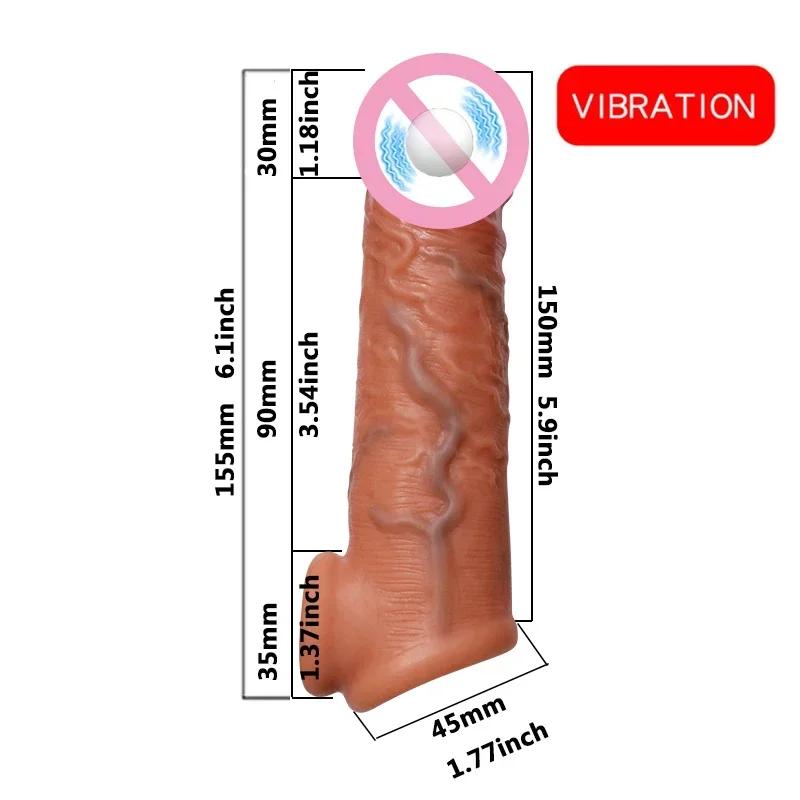 Velkoobchod Soft Realistic Penis Sleeve Extender Big Dick Bold Cock Head Head Zvětšení Muž Muži Muž Zpoždění ejakulace