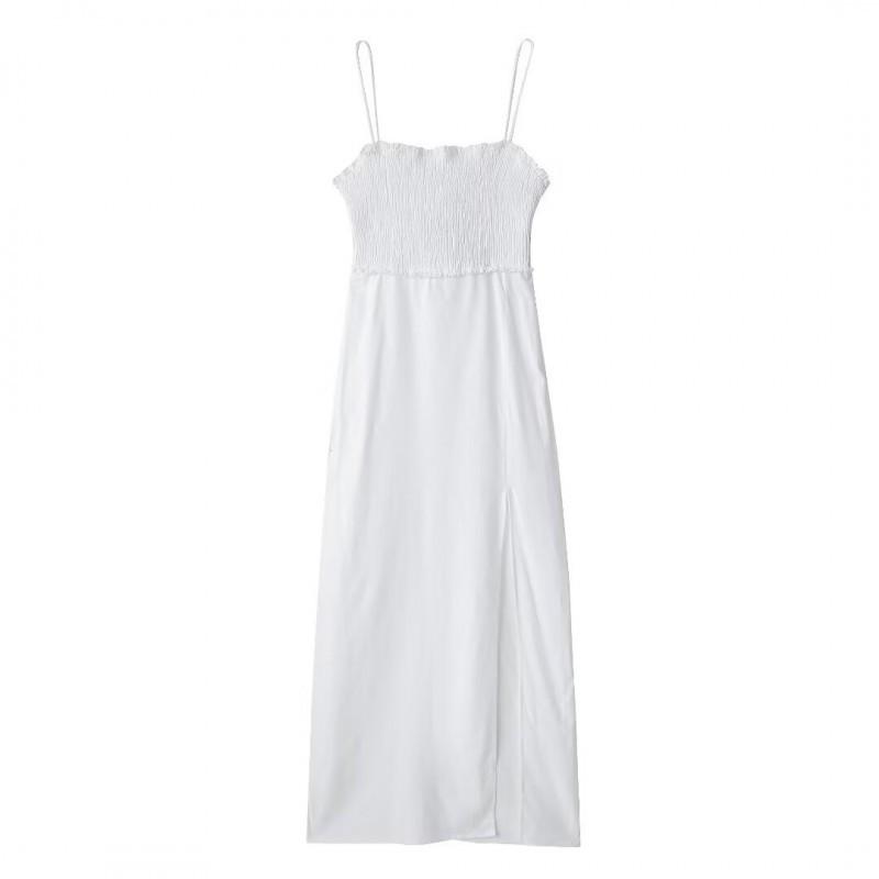 

European American Women s Clothing Summer Fashionable Backless Linen Suspender Long Dress XS белый