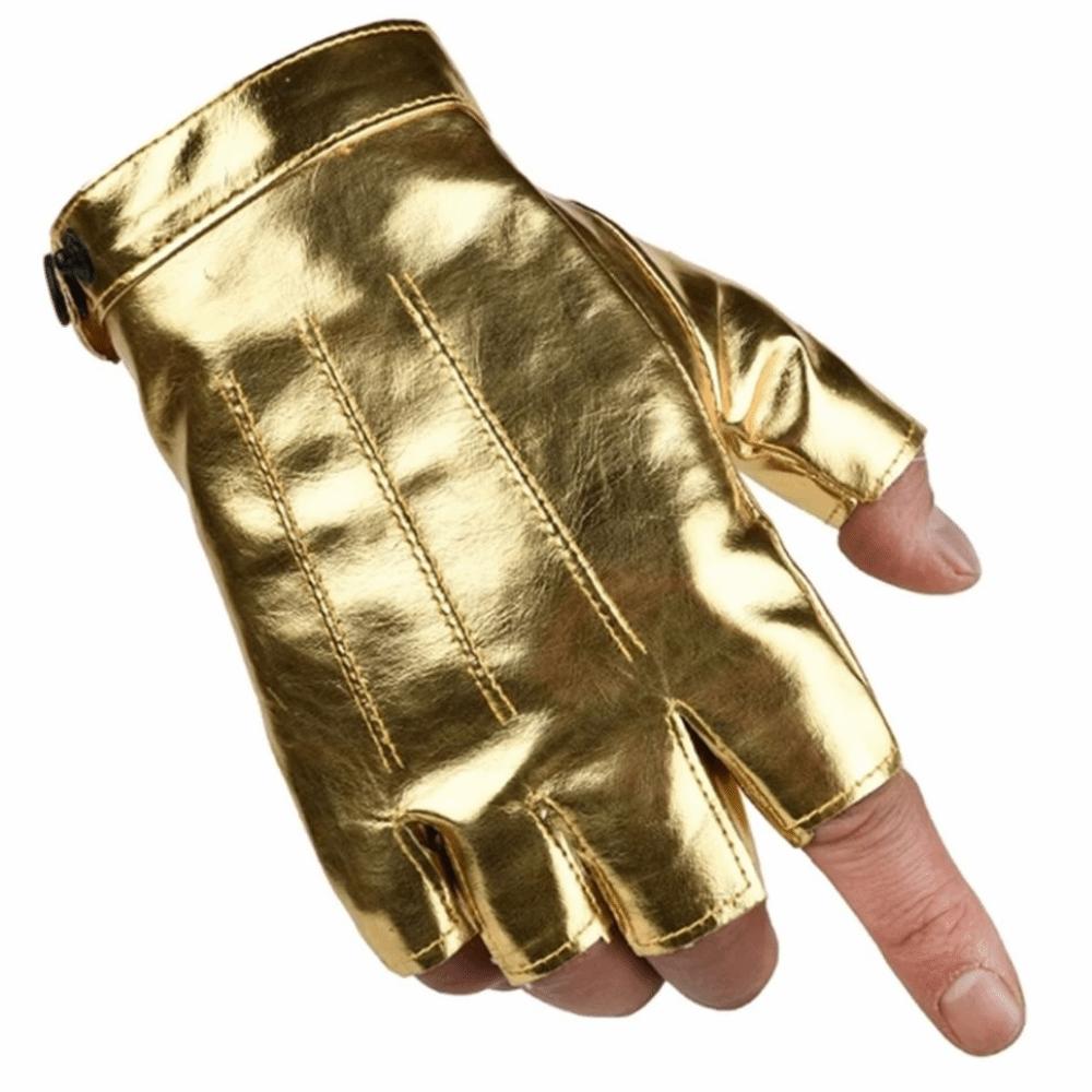 Cool PU Driving Gloves Button Design Performance Gloves Fashion Fingerless Mittens  Party