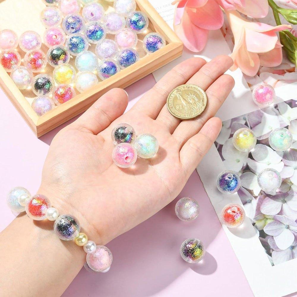 18/50pcs Acrylic Random Color Decorative Beads Colorful Sandwich Rough Ball Beads DIY Bracelet Necklace Earrings Keychain Foot Chain