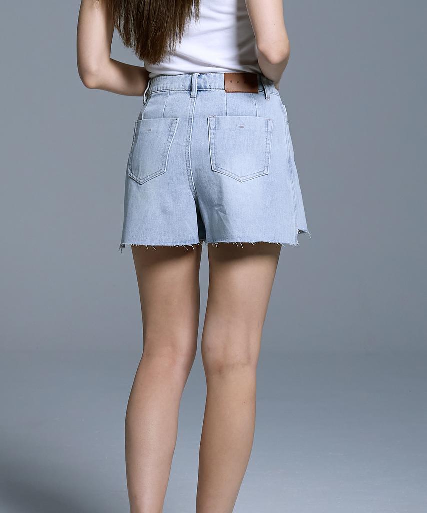 Lam Rd001 Cut-Off Hem Denim Shorts