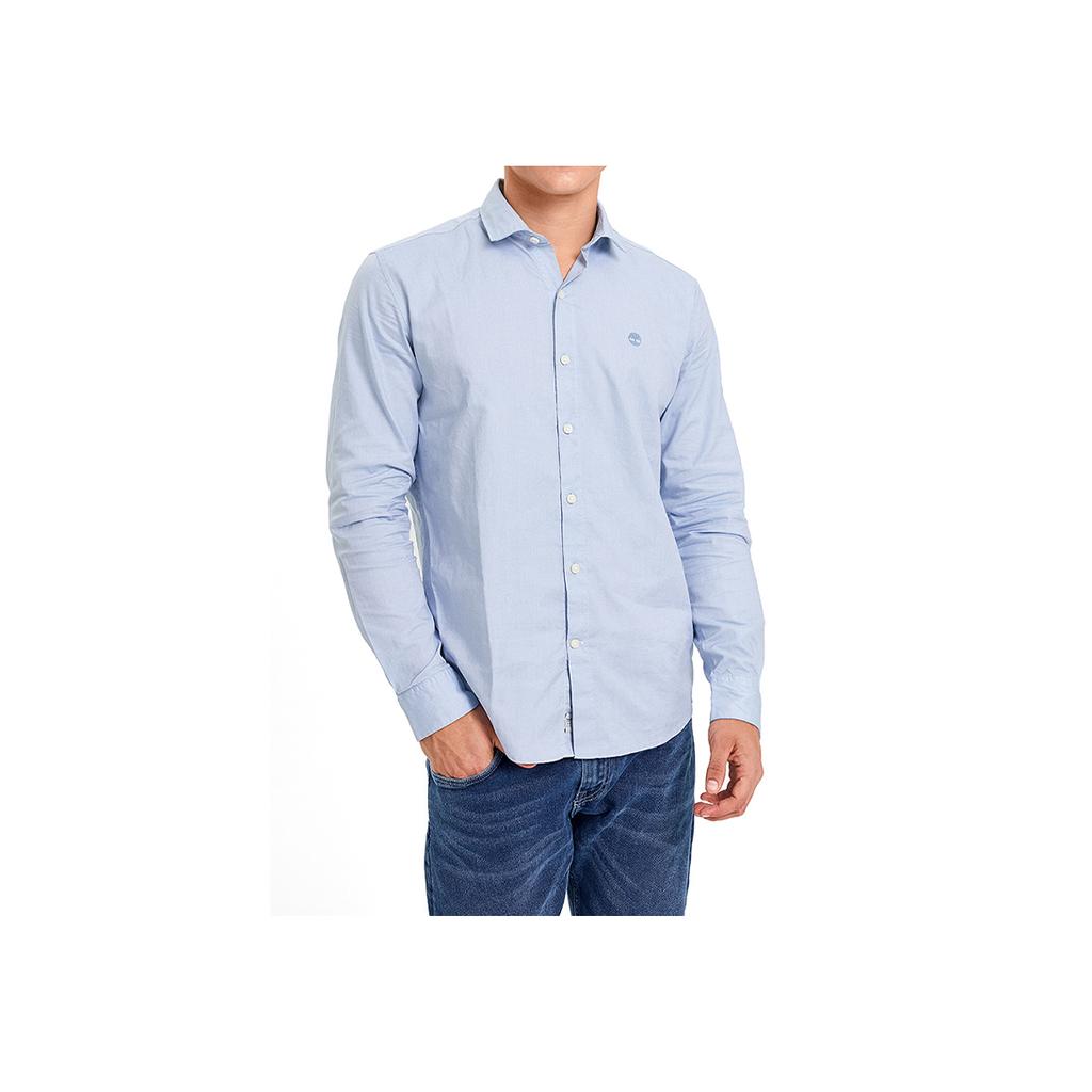 Timberland Oxford Slim Fit Outdoor Casual Long Sleeve Shirt Men Shirts Sky-Blue White A1UQ9-G33