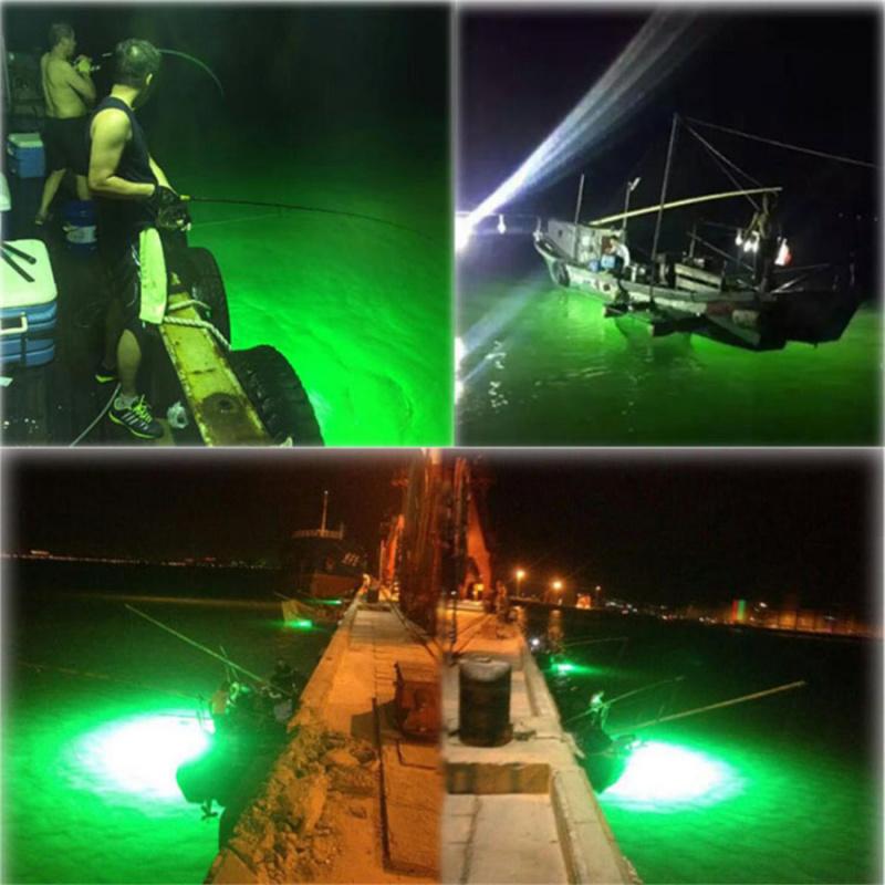 30W Led Green Underwater Submersible Night Fishing Light  Fish Attractant Lamp