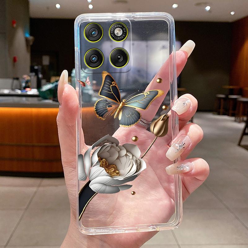 Case For Motorola Edge 70 5G Casing XT2601-2 XT2603-2 Fashion Butterfly Flower Transparent Cover For Motorola Edge 70 Phone Case