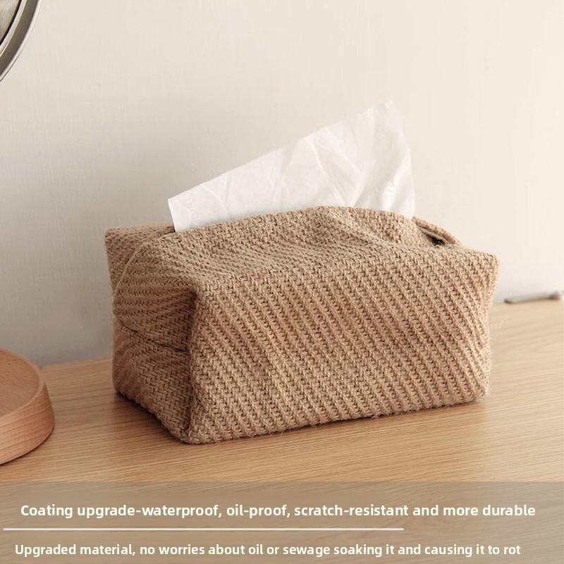 

Cotton Linen Tissue Box Cover Simple Japanese Style Tatami Storage Bag for Home Living Room